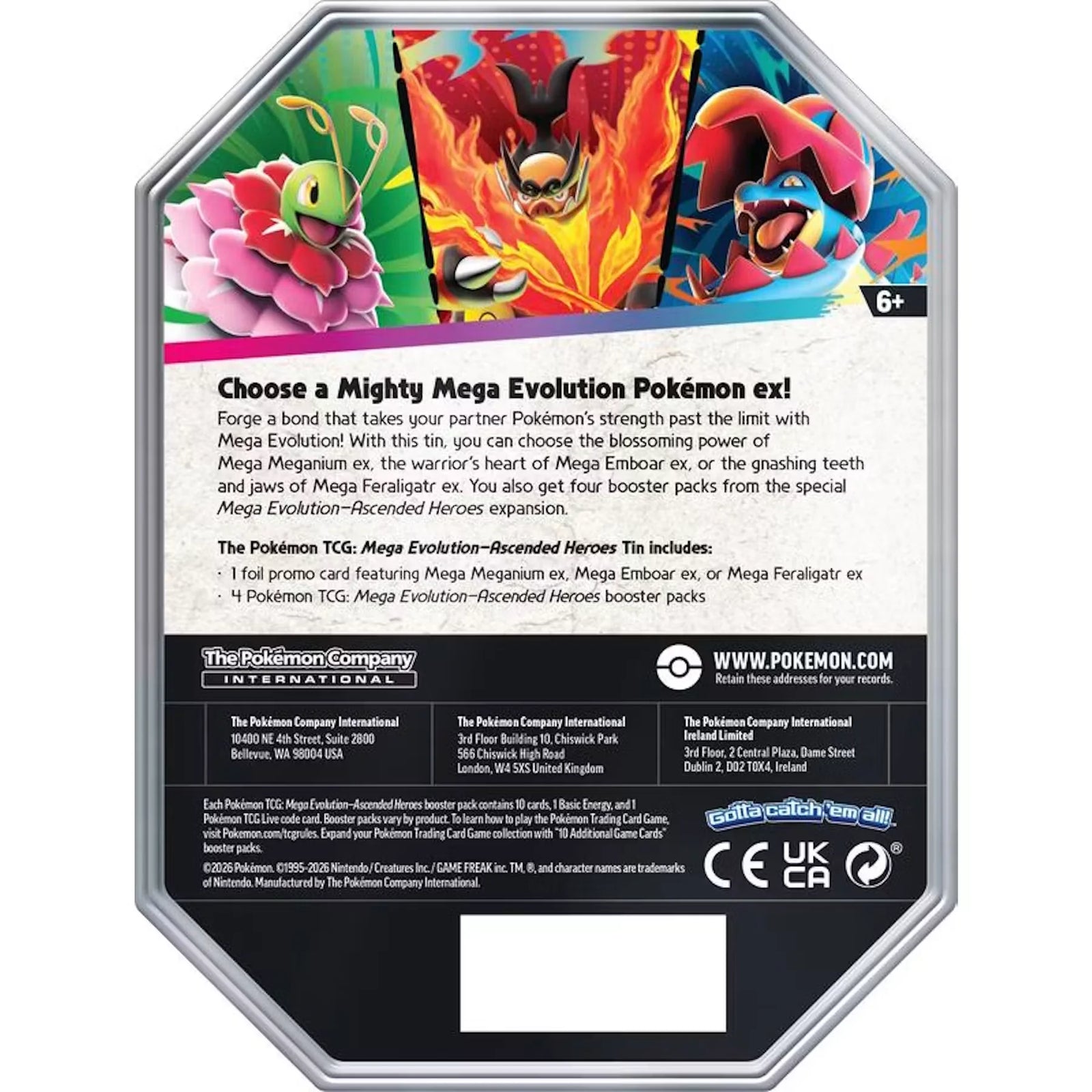 Pokemon Mega Evolution Ascended Heroes 6-Tin Case | Sealed (Ships Sealed Only)