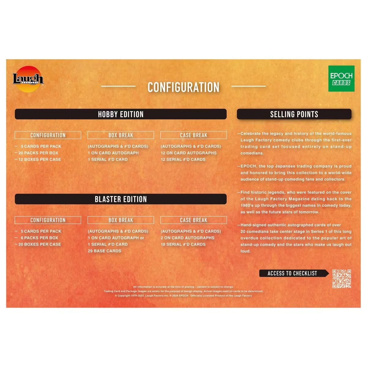 2026 Epoch Laugh Factory Stand-Up Comedian Series 1 Hobby 12-Box Case | P6700520