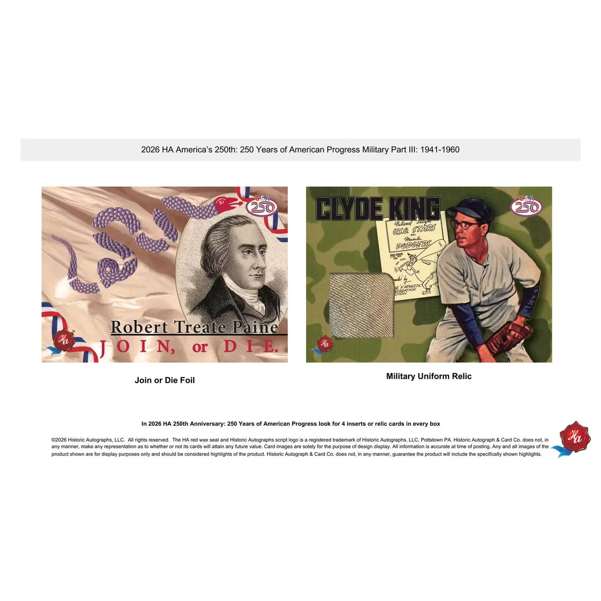 2026 Historic Autographs America's 250th Anniversary Part 3: Military Hobby | P8257846