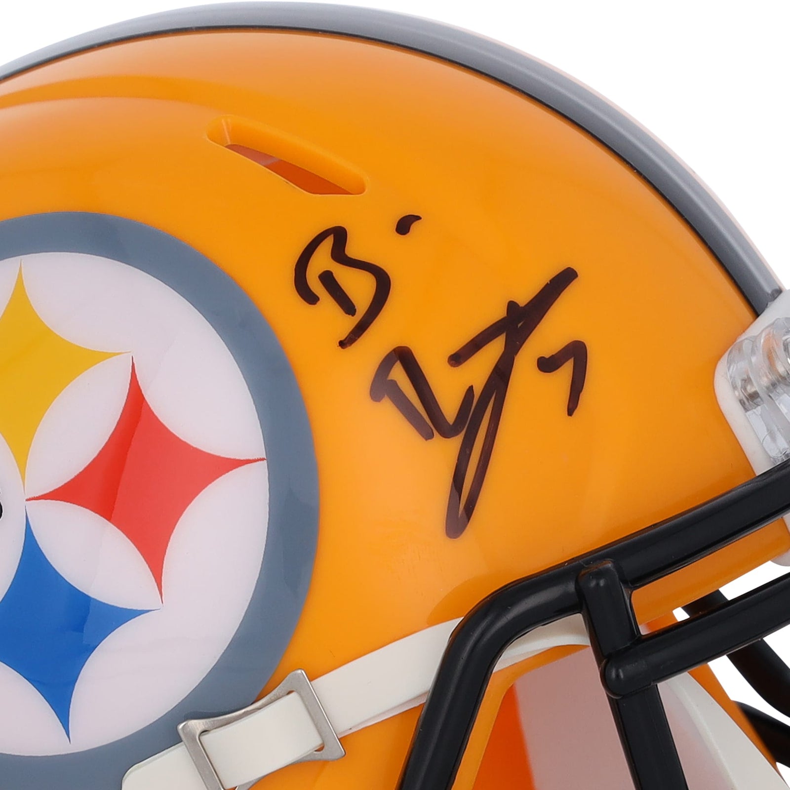 Ben Roethlisberger Pittsburgh Steelers Autographed Fanatics Authentic Riddell Gold Throwback Speed Mini Helmet - The Ballers Bank