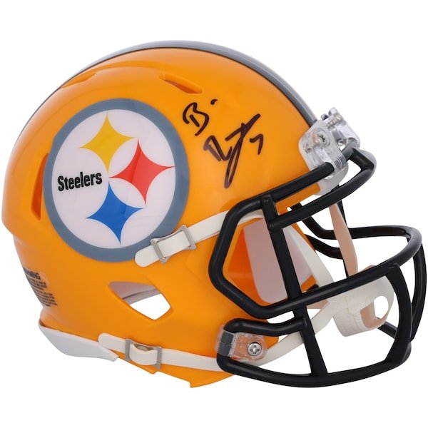Ben Roethlisberger Pittsburgh Steelers Autographed Fanatics Authentic Riddell Gold Throwback Speed Mini Helmet - The Ballers Bank
