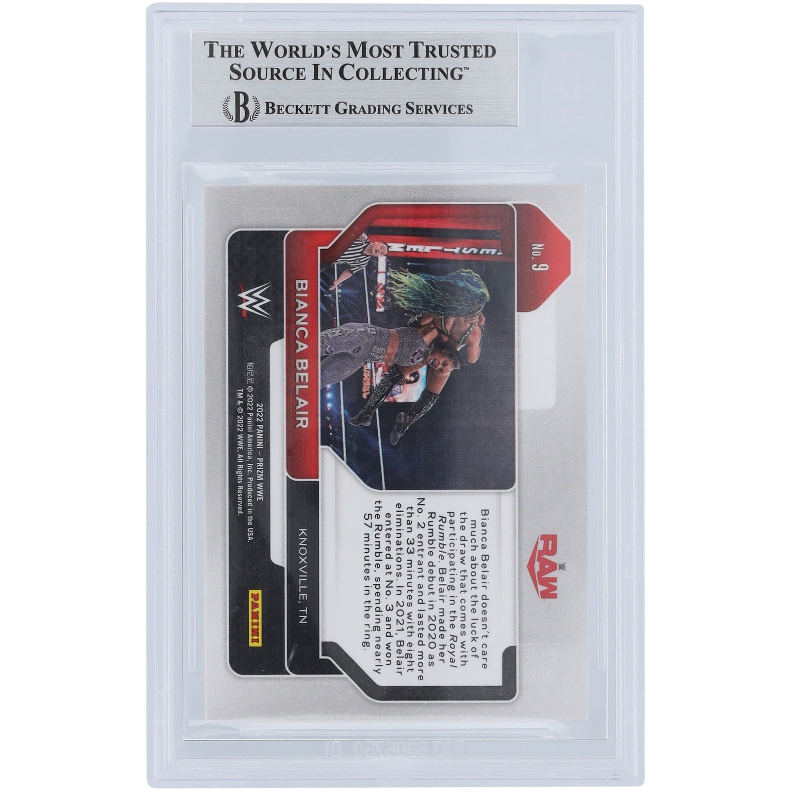 Bianca Belair WWE Autographed 2022 Panini Prizm 9 Beckett Fanatics Witnessed Authenticated Card - The Ballers Bank