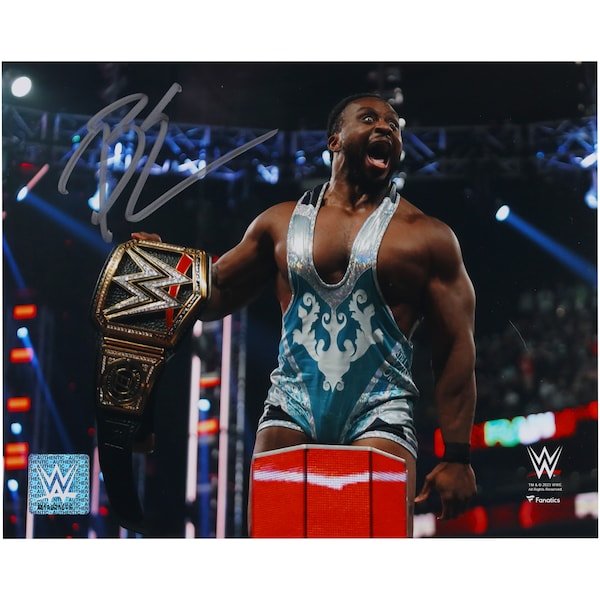 Big E WWE Autographed Fanatics Authentic 8" x 10" On - Ropes with Title Photograph - The Ballers Bank