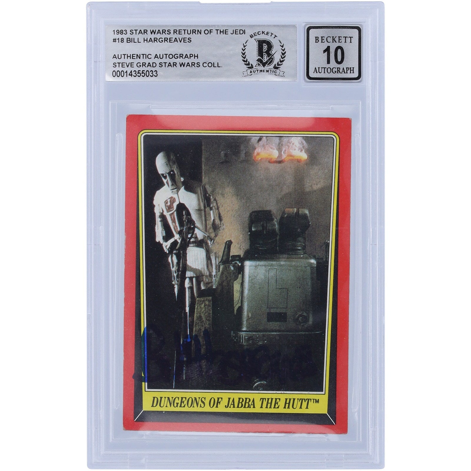 Bill Hargreaves Star Wars Autographed 1983 Topps Return of the Jedi 18 BGS Authenticated 10 Card - The Ballers Bank