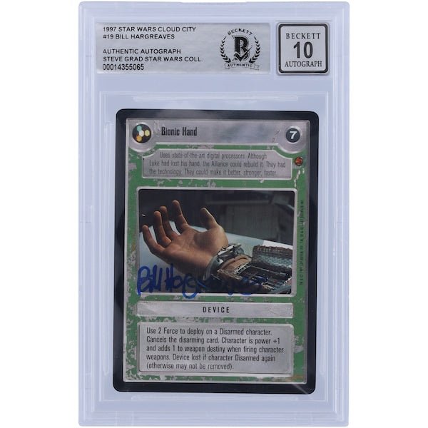 Bill Hargreaves Star Wars Autographed 1997 CCG Cloud City 19 BGS Authenticated 10 Card - The Ballers Bank