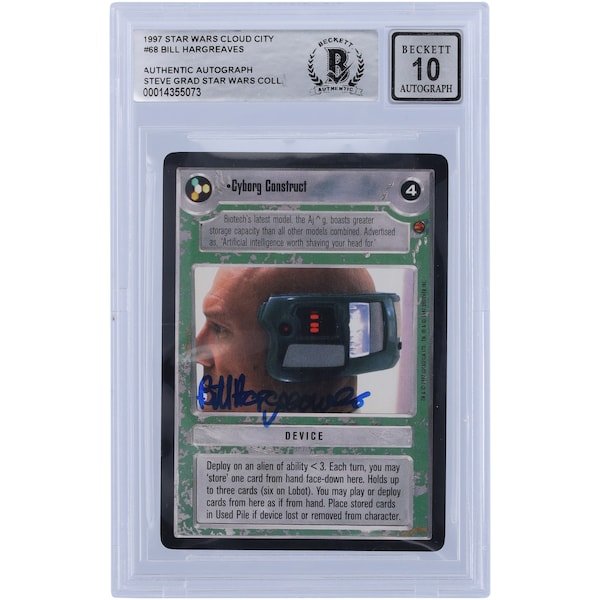 Bill Hargreaves Star Wars Autographed 1997 CCG Cloud City 68 BGS Authenticated 10 Card - The Ballers Bank