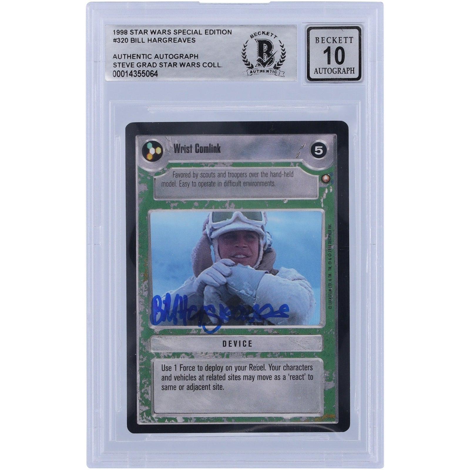 Bill Hargreaves Star Wars Autographed 1998 CCG Special Edition 320 BGS Authenticated 10 Card - The Ballers Bank