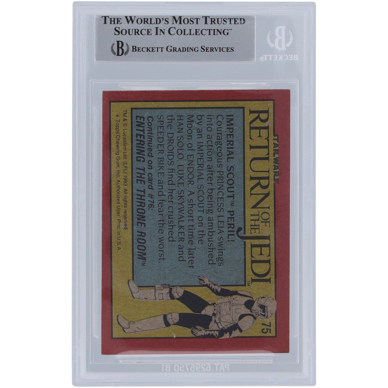 Billy Horrigan Star Wars Autographed 1983 Topps Return of the Jedi 75 BGS Authenticated Card - The Ballers Bank