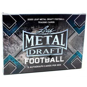 2022 Leaf Metal Draft Football Hobby Box 5 Autographs (Ships Sealed Only)