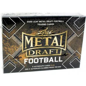 2022 Leaf Metal Draft Football Jumbo Box 9 Autographs (Ships Sealed Only)