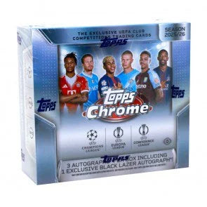 2025 26 Topps Chrome UEFA Club Competitions Soccer Jumbo Case 8 Boxes (Ships Sealed Only)
