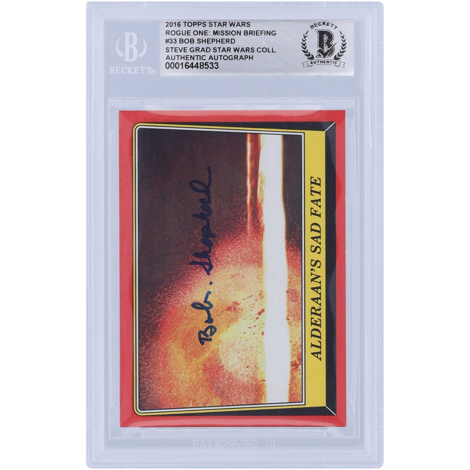 Bob Shepherd Star Wars Autographed 2016 Topps Rogue One Missing Briefing 33 BGS Authenticated Card - The Ballers Bank