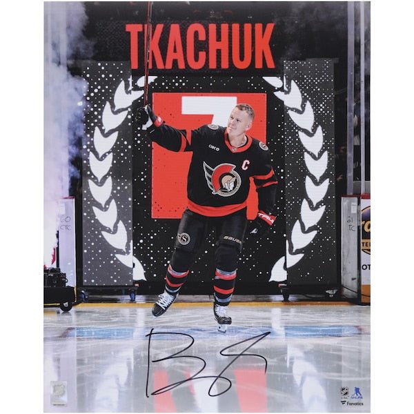 Brady Tkachuk Ottawa Senators Autographed Fanatics Authentic 16" x 20" Pregame Saluting the Crowd Photograph - The Ballers Bank