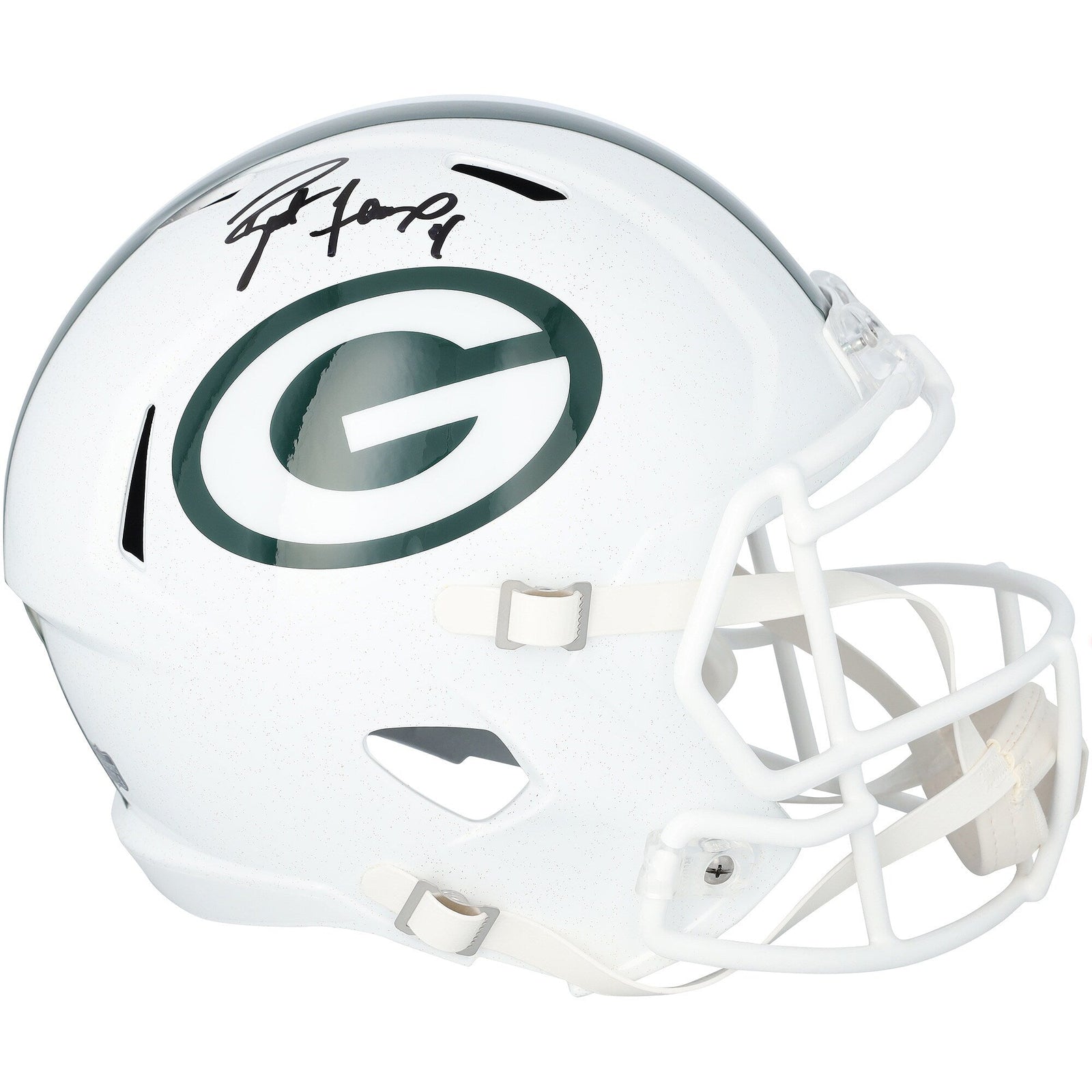Brett Favre Green Bay Packers Autographed Fanatics Authentic Riddell 2024 Alternate White Speed Replica Helmet - The Ballers Bank