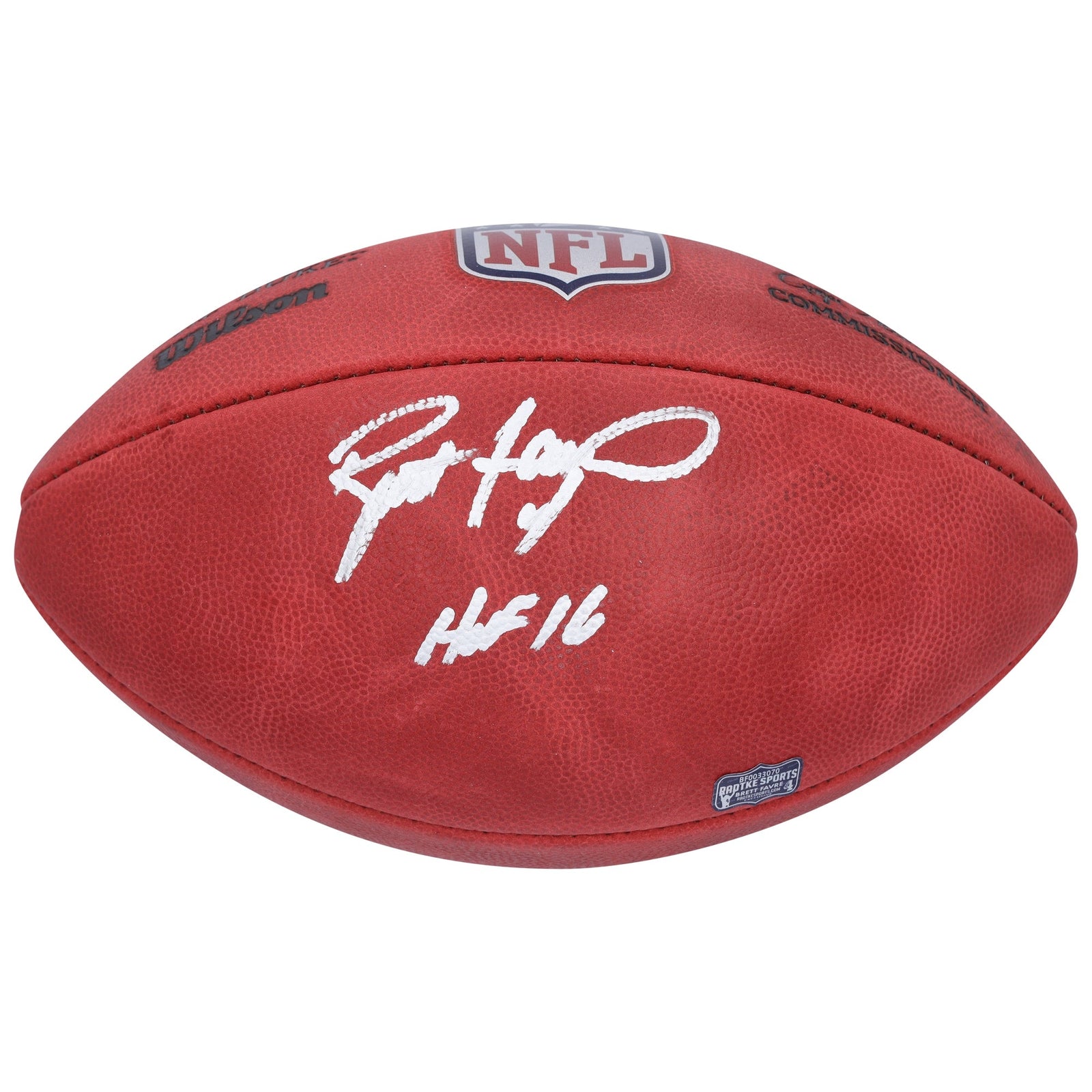 Brett Favre Green Bay Packers Autographed Fanatics Authentic Wilson Duke Full Color Football with "HOF 16" Inscription - The Ballers Bank