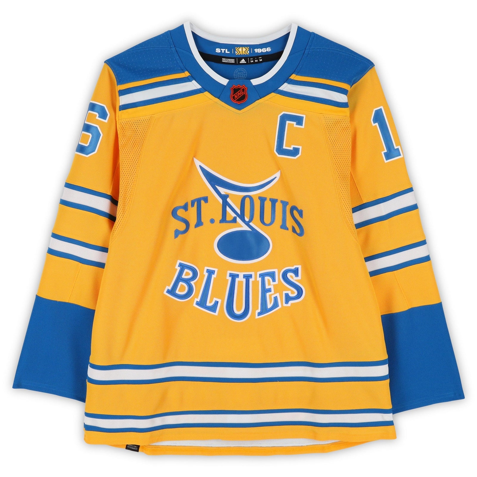Brett Hull St. Louis Blues Autographed Fanatics Authentic 2022 - 23 Gold Reverse Retro adidas Jersey - The Ballers Bank