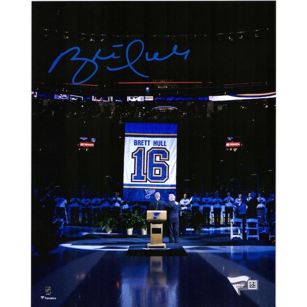 Brett Hull St. Louis Blues Fanatics Authentic Autographed 8'' x 10'' Banner Raising Photograph - The Ballers Bank