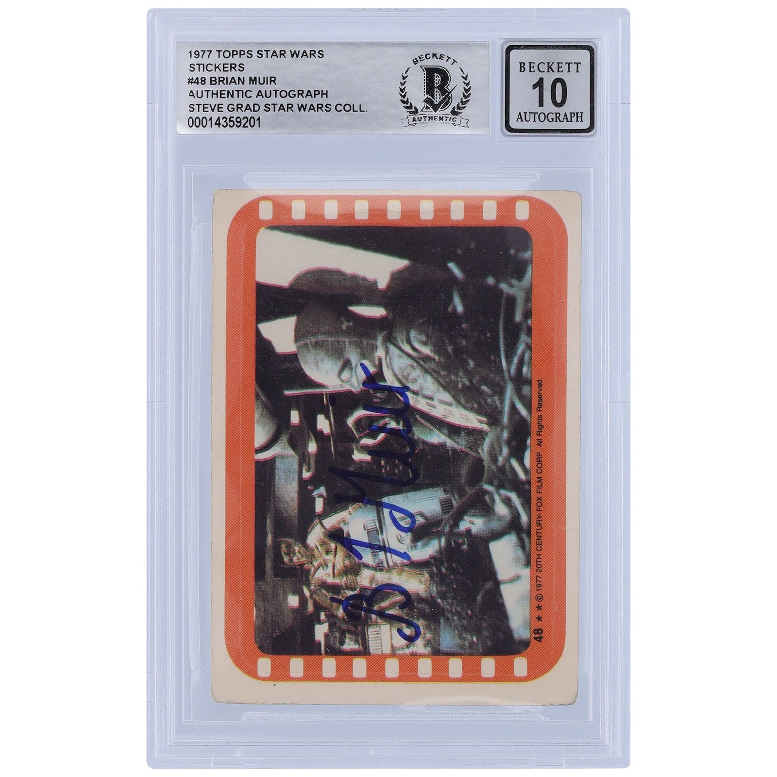 Brian Muir Autographed 1977 Topps Star Wars Series 1 Sticker 48 BGS Authenticated 10 Card - The Ballers Bank