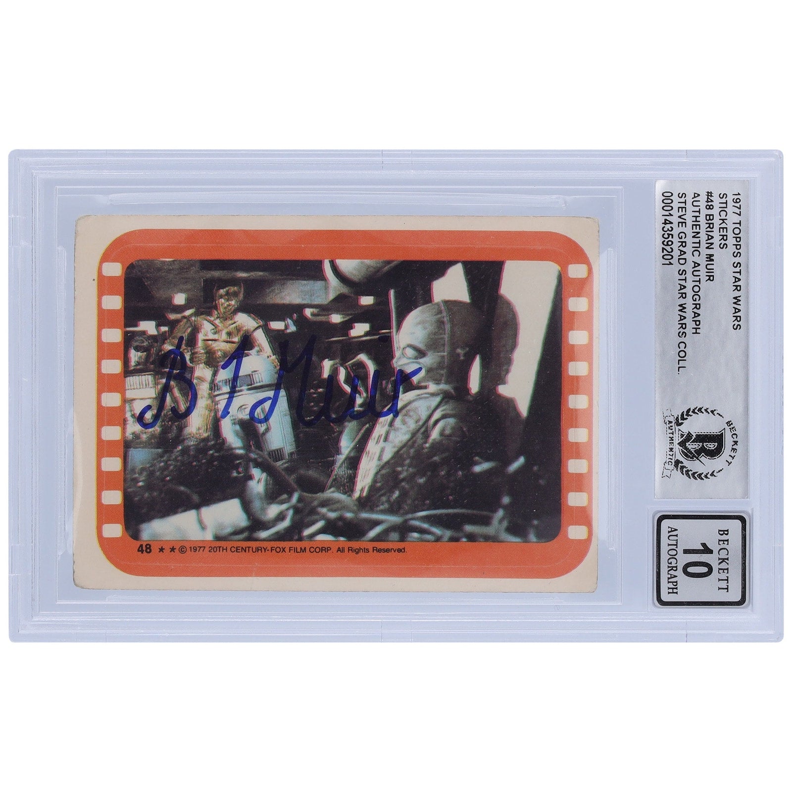 Brian Muir Autographed 1977 Topps Star Wars Series 1 Sticker 48 BGS Authenticated 10 Card - The Ballers Bank