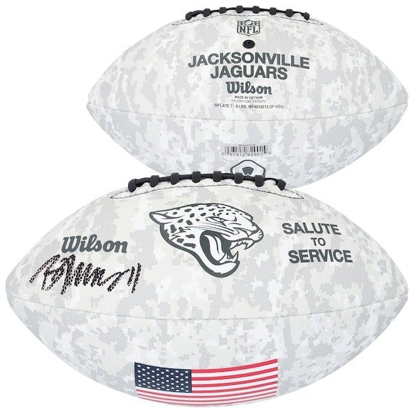 Brian Thomas Jr. Jacksonville Jaguars Autographed Fanatics Authentic 2024 Salute To Service Wilson Football - The Ballers Bank