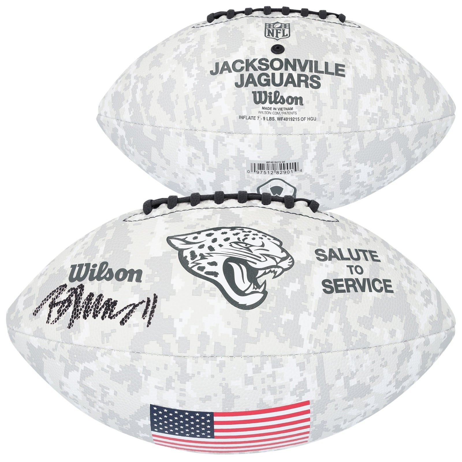 Brian Thomas Jr. Jacksonville Jaguars Autographed Fanatics Authentic 2024 Salute To Service Wilson Football - The Ballers Bank