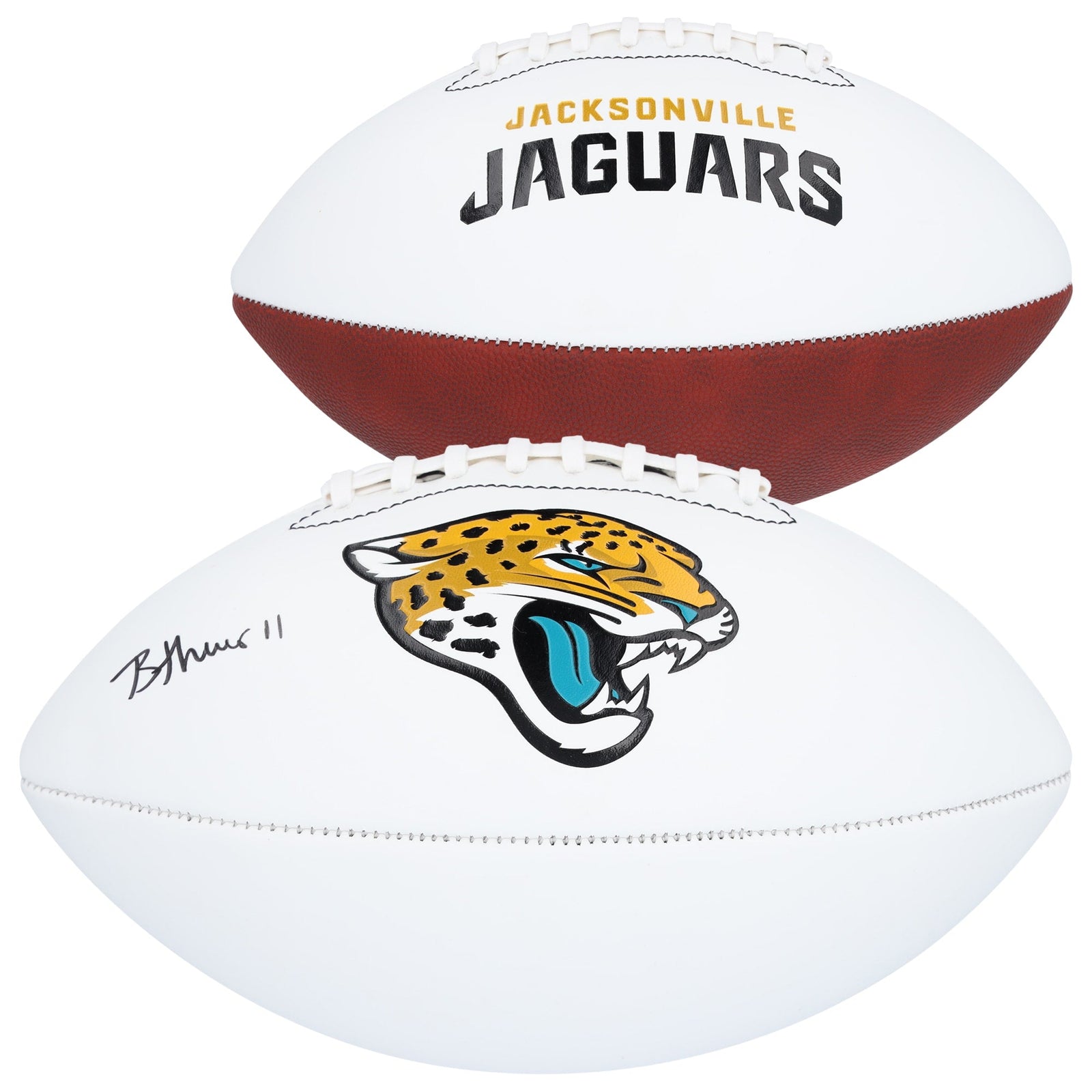 Brian Thomas Jr. Jacksonville Jaguars Autographed Fanatics Authentic Franklin White Panel Football - The Ballers Bank