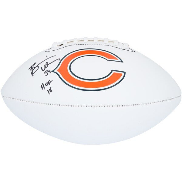 Brian Urlacher Chicago Bears Autographed Fanatics Authentic Franklin White Panel Football with "HOF 18" Inscription - The Ballers Bank