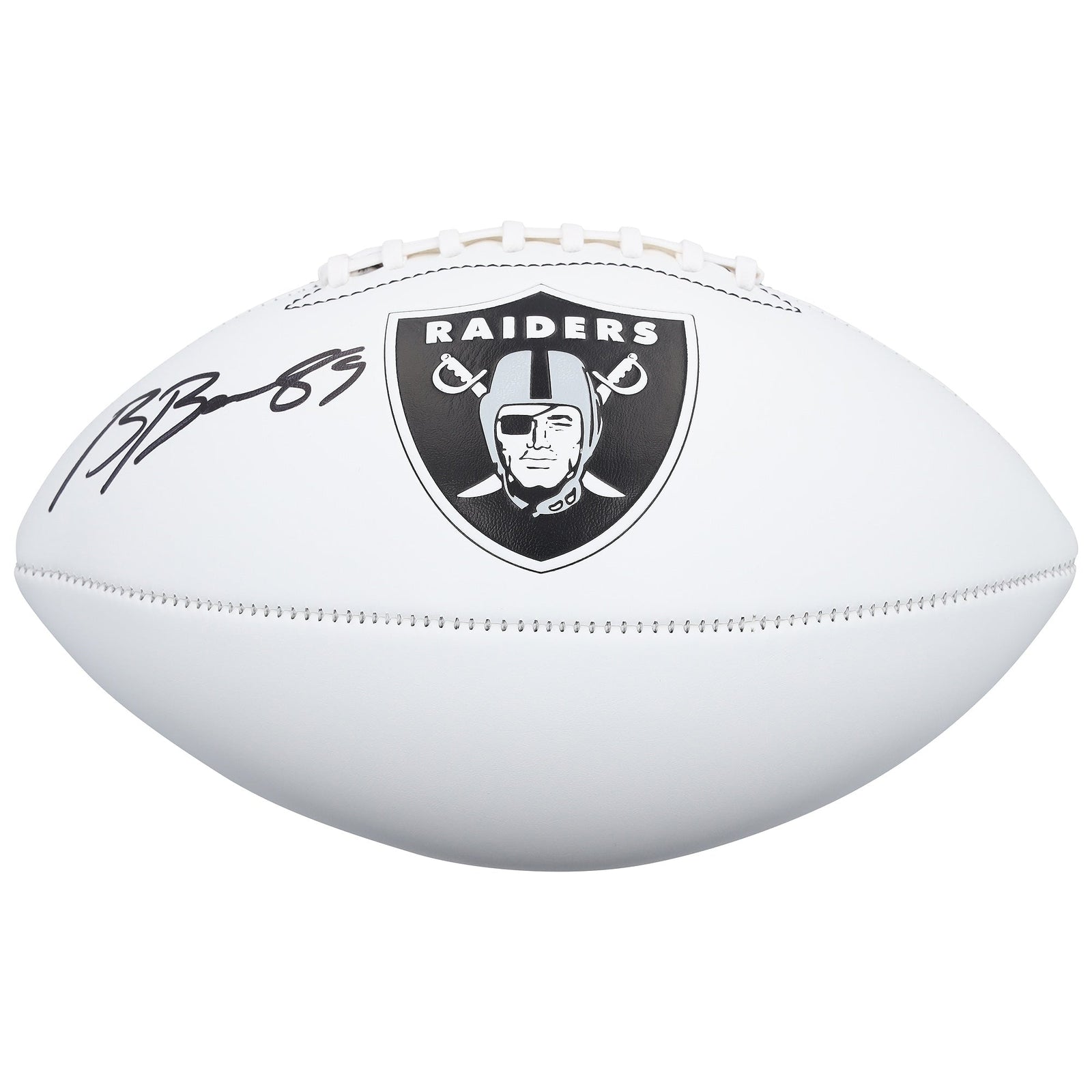 Brock Bowers Las Vegas Raiders Autographed Fanatics Authentic Franklin White Panel Football - The Ballers Bank