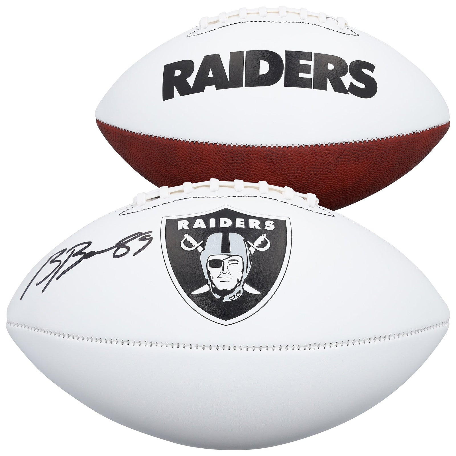 Brock Bowers Las Vegas Raiders Autographed Fanatics Authentic Franklin White Panel Football - The Ballers Bank