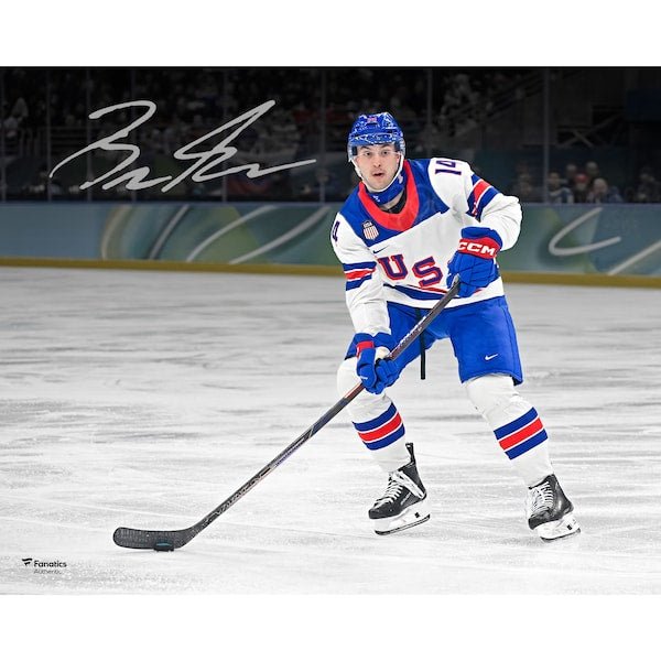 Brock Faber Team USA Autographed Fanatics Authentic 16" x 20" 2026 Winter Olympics Gold Medal Winner Photograph - The Ballers Bank