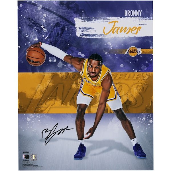 Bronny James Los Angeles Lakers Autographed Fanatics Authentic 16" x 20" Stylized Photograph - The Ballers Bank