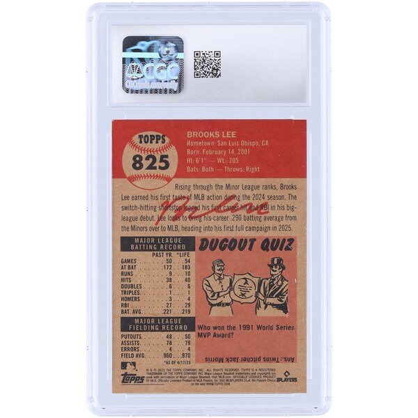 Brooks Lee Minnesota Twins 2025 Topps Living Set 825 CGC Authenticated 10 Rookie Card - The Ballers Bank