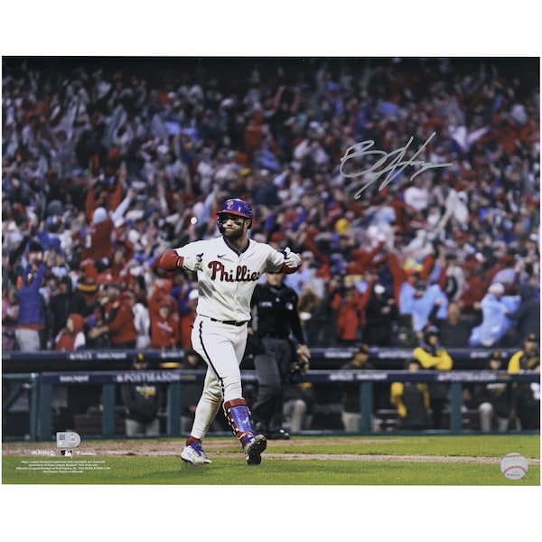 Bryce Harper Philadelphia Phillies Autographed Fanatics Authentic 16" x 20" 2022 NLCS Game Winning HR Celebration Photograph - The Ballers Bank
