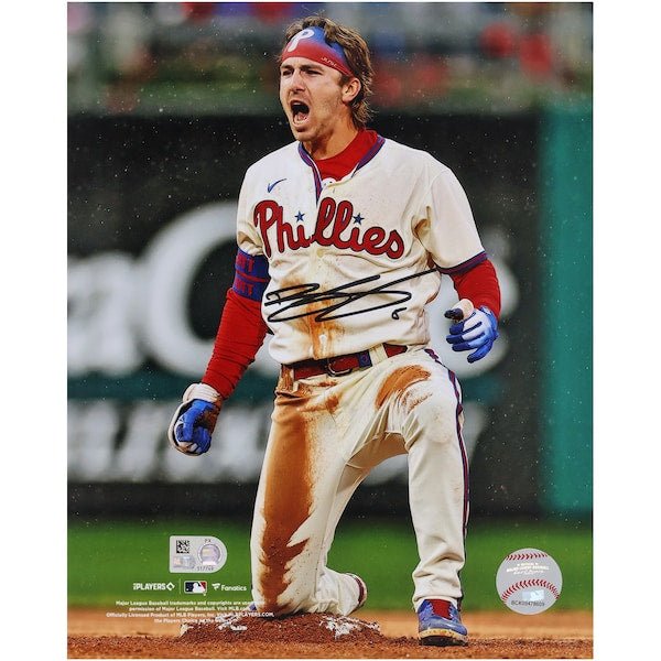 Bryson Stott Philadelphia Phillies Autographed Fanatics Authentic 8" x 10" Stolen Base Celebration Photograph - The Ballers Bank