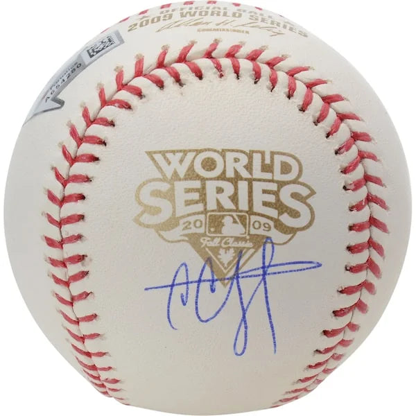 CC Sabathia Signed 2009 World Series Logo Baseball Yankees