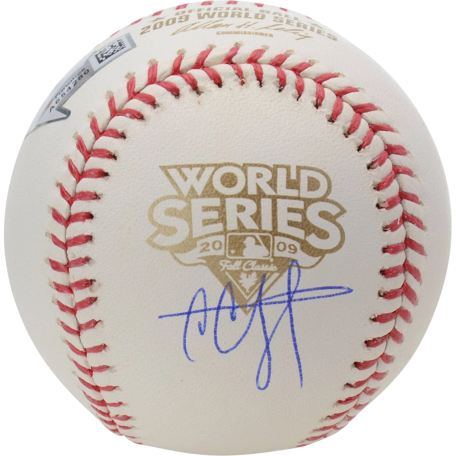 CC Sabathia Signed 2009 World Series Logo Baseball Yankees