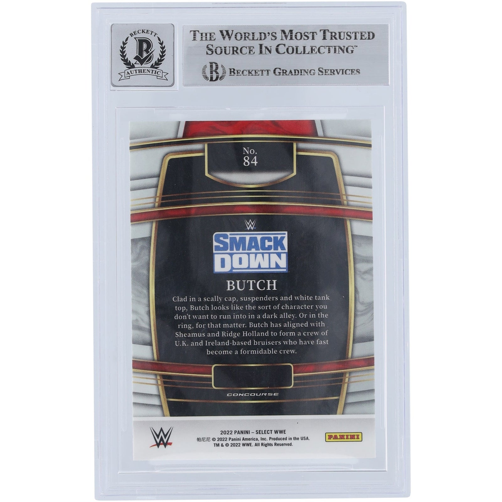 Butch WWE Autographed 2022 Panini Select 84 Beckett Fanatics Witnessed Authenticated 10 Card - The Ballers Bank