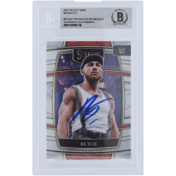 Butch WWE Autographed 2022 Panini Select 84 Beckett Fanatics Witnessed Authenticated Card - The Ballers Bank