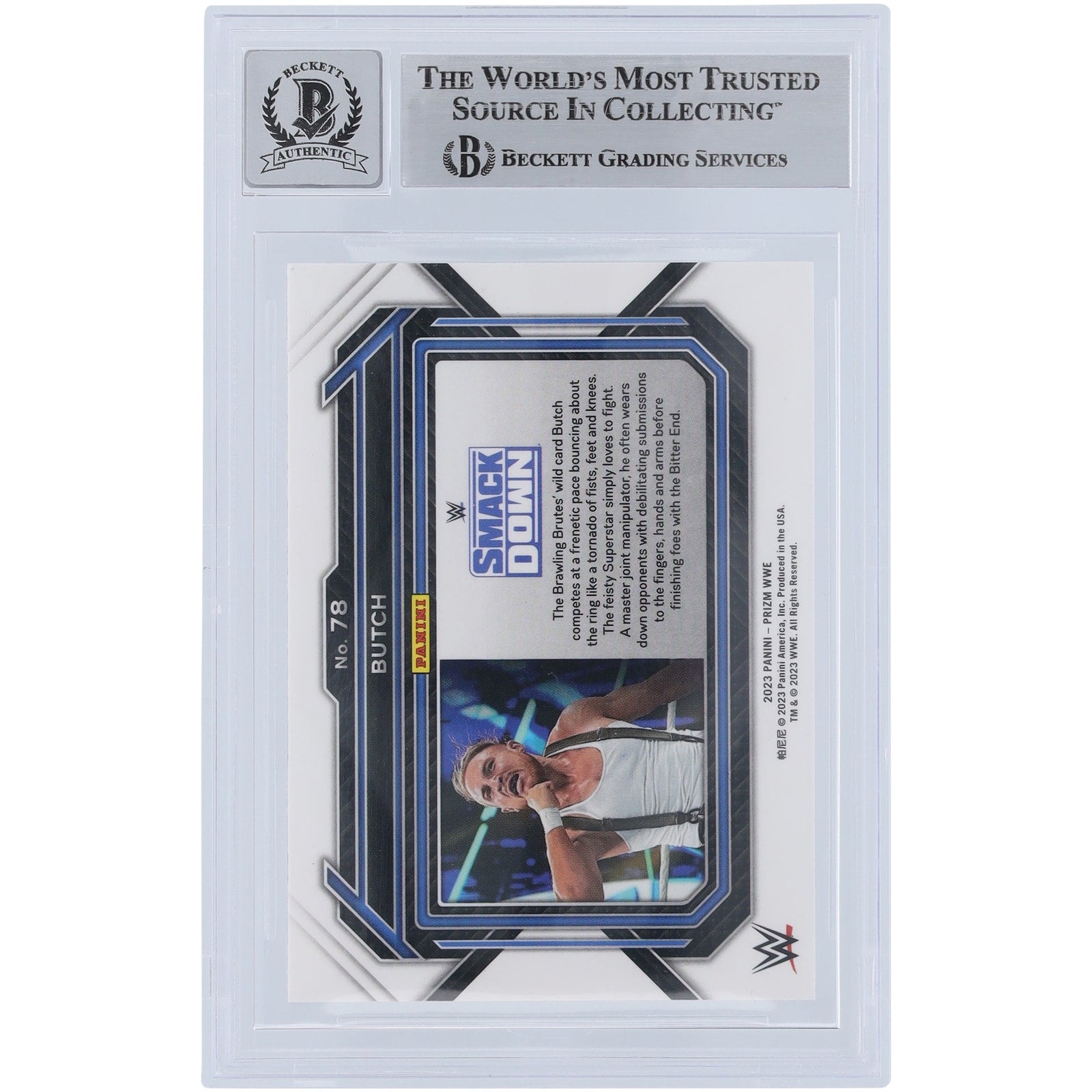 Butch WWE Autographed 2023 Panini Prizm 78 Beckett Fanatics Witnessed Authenticated 10 Card - The Ballers Bank