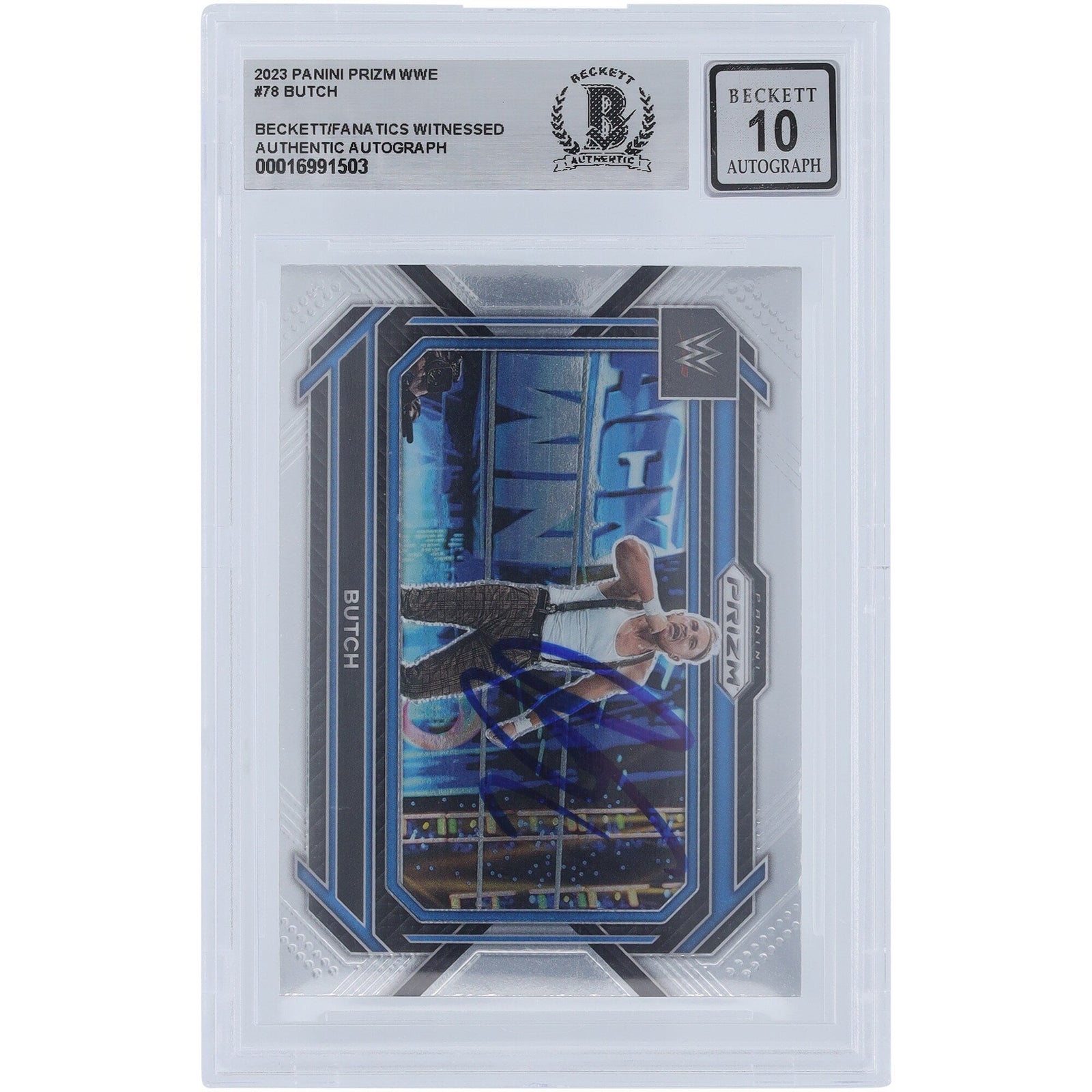 Butch WWE Autographed 2023 Panini Prizm 78 Beckett Fanatics Witnessed Authenticated 10 Card - The Ballers Bank