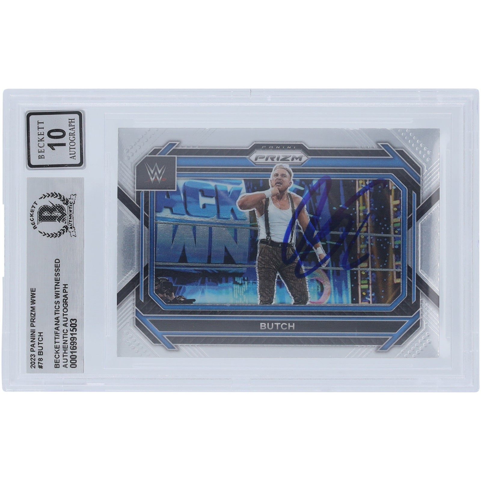 Butch WWE Autographed 2023 Panini Prizm 78 Beckett Fanatics Witnessed Authenticated 10 Card - The Ballers Bank