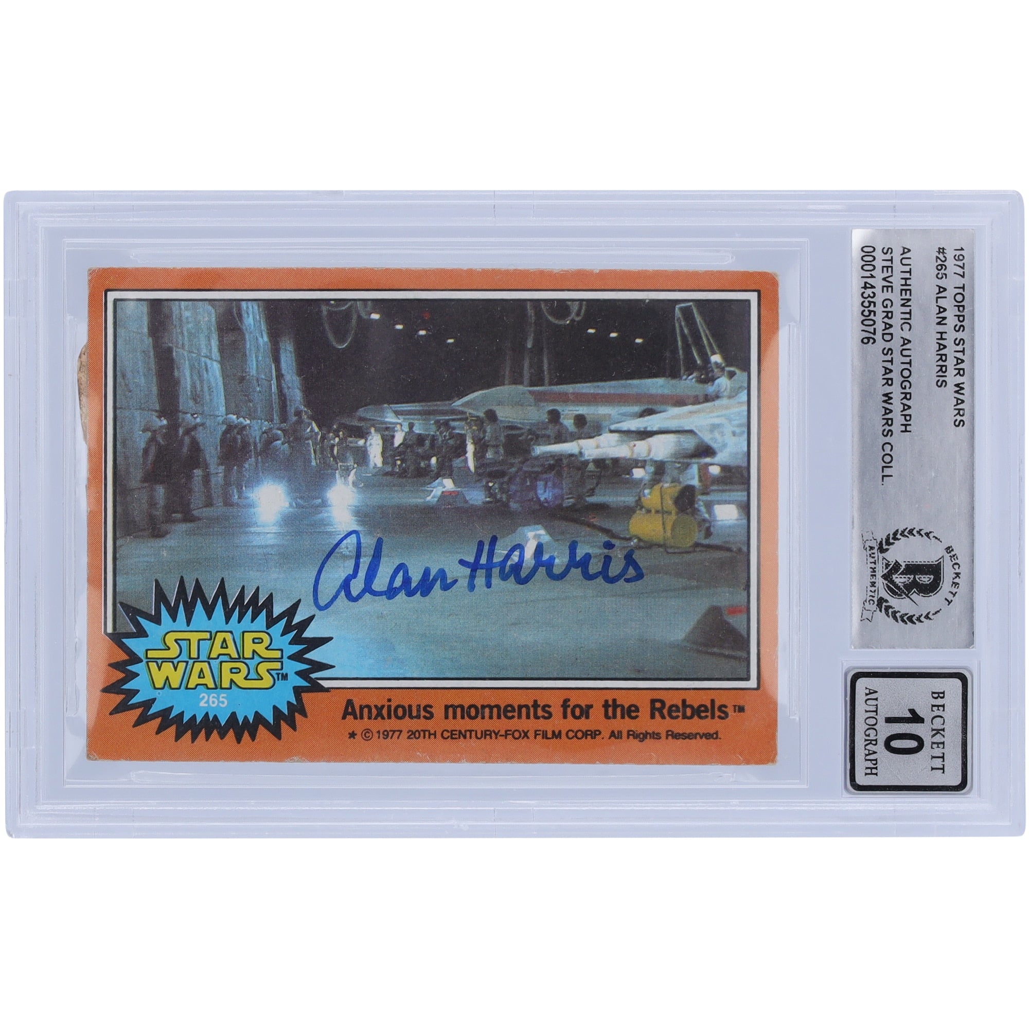 Alan Harris Autographed 1977 Topps Star Wars #265 BGS Authenticated 10 Card