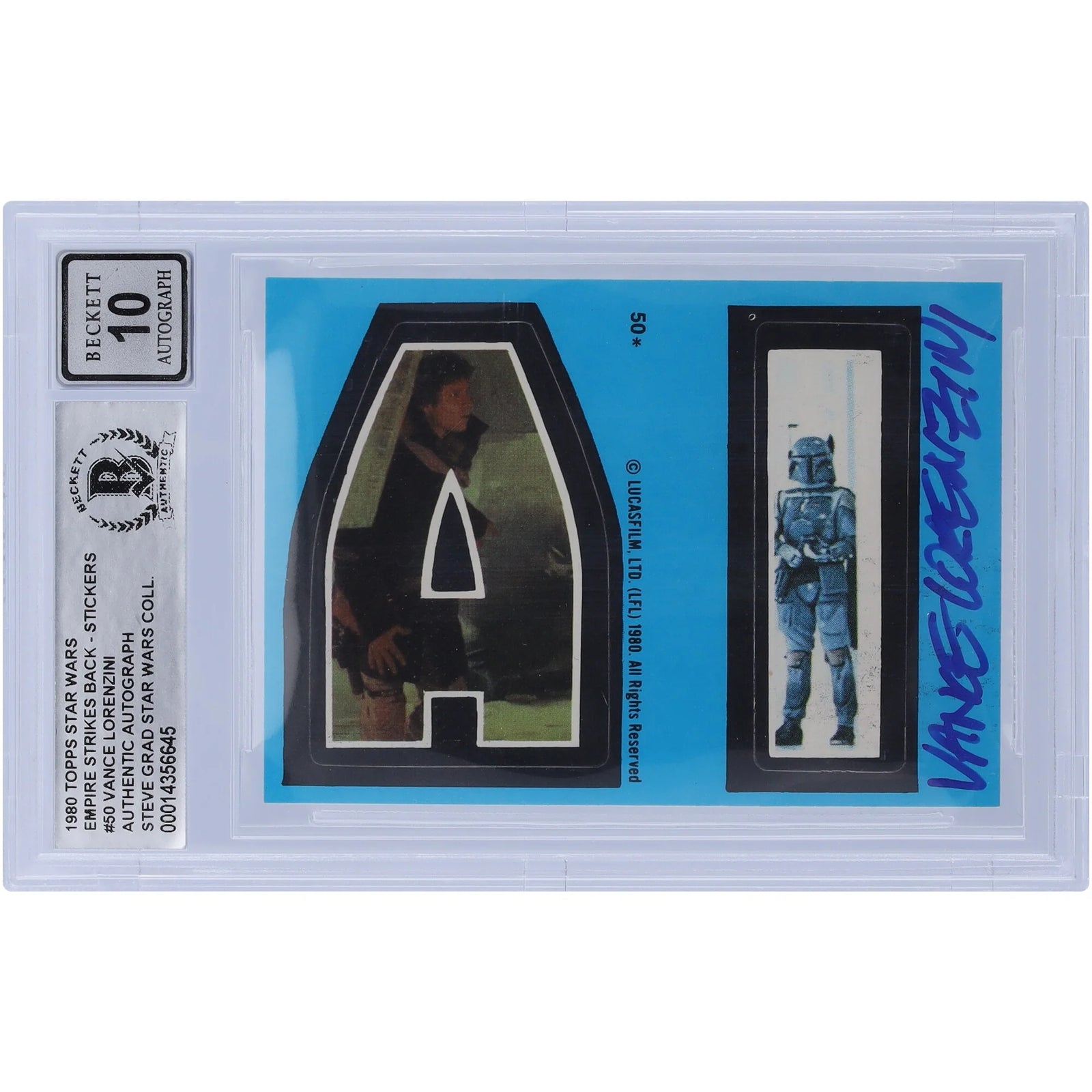 Vance Lorenzini Signed 1980 Topps Empire Strikes Back #50 Card | BGS 10
