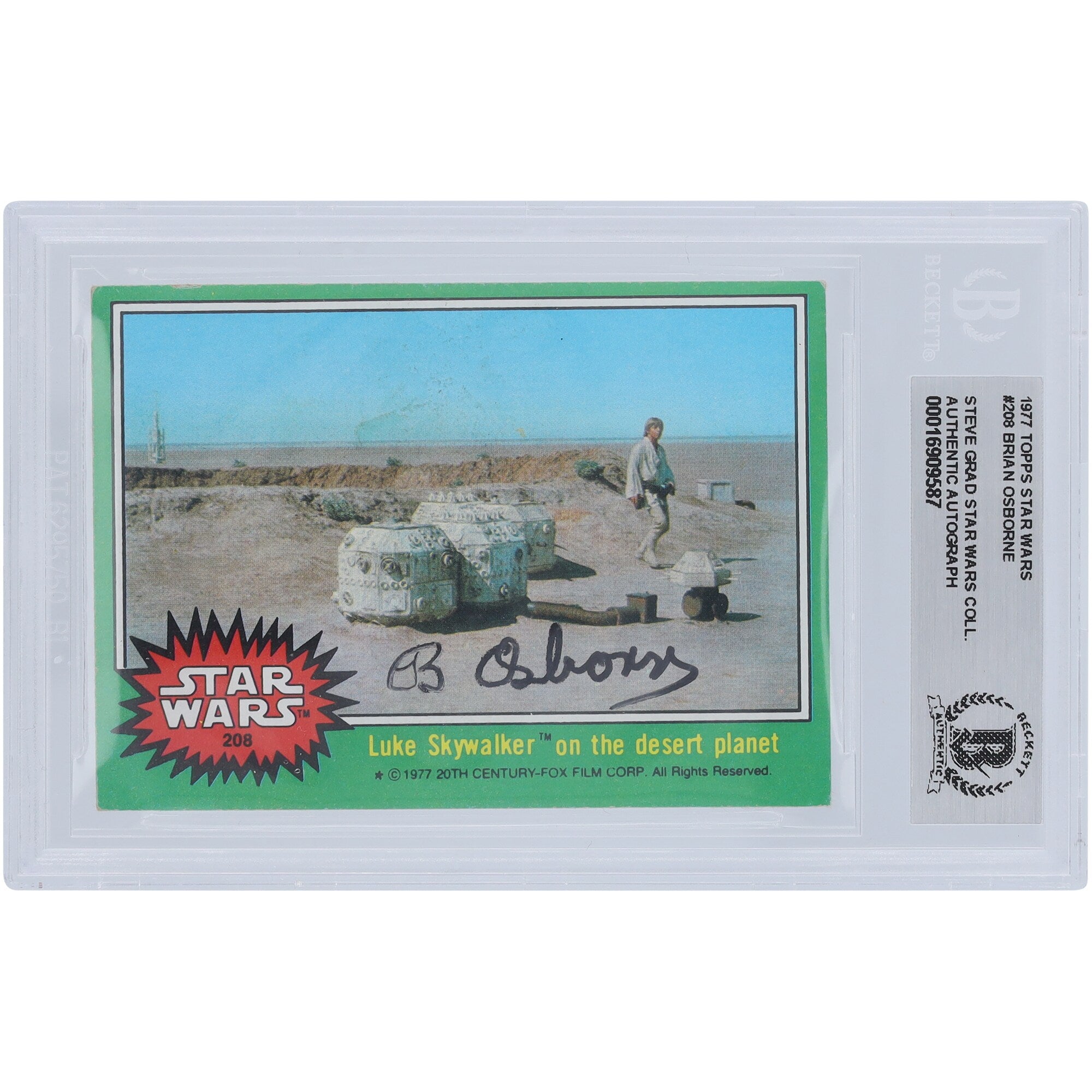 Brian Osborne Star Wars Autographed 1977 Topps #208 BGS Authenticated Card