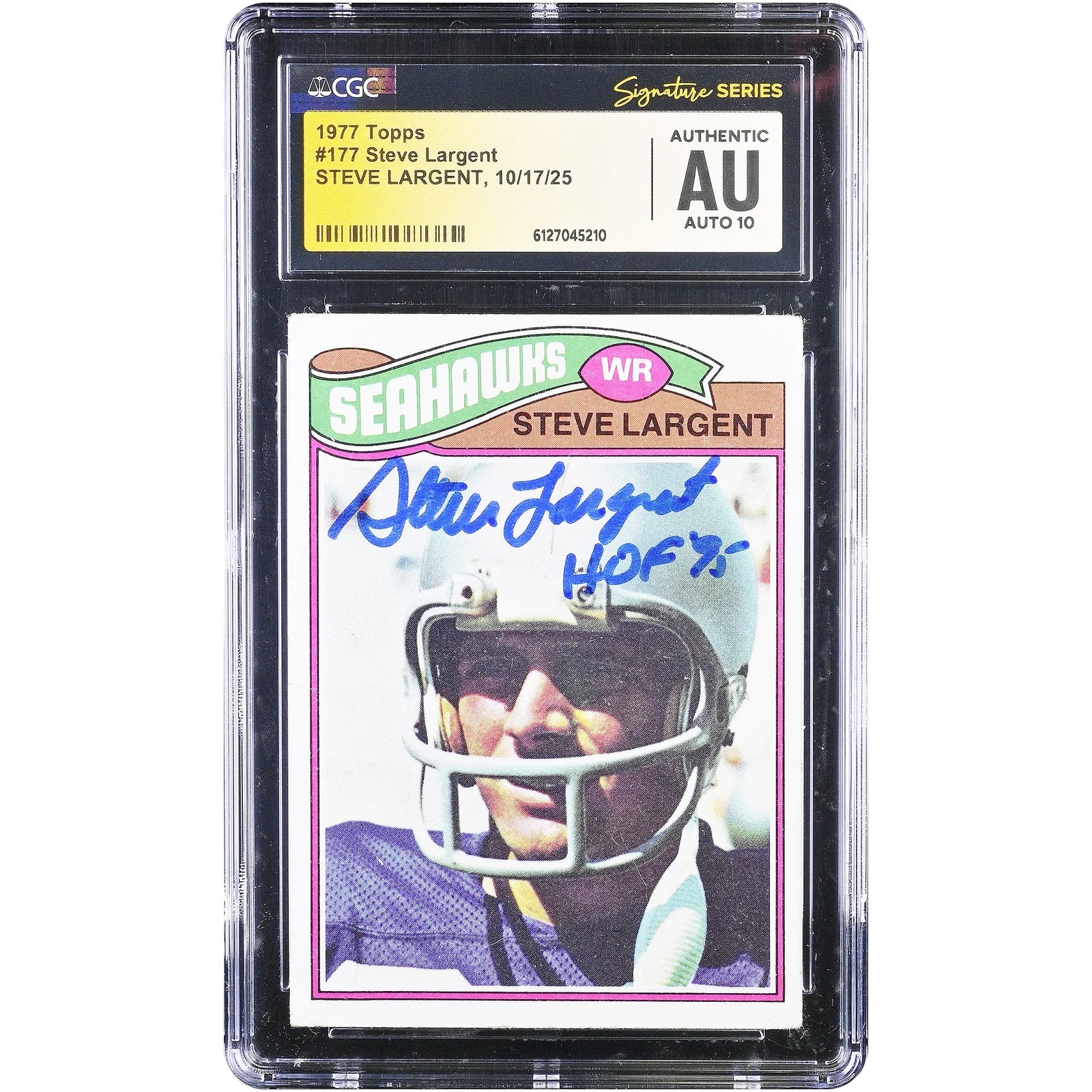 Steve Largent Signed 1977 Topps #177 Rookie Card | HOF 95 Inscription