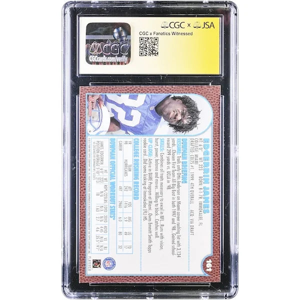 Edgerrin James Signed 1999 Bowman Chrome #161 Rookie Card | CGC 9.5