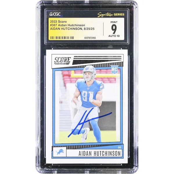 Aidan Hutchinson Signed 2022 Panini Score #307 Rookie Card | CGC 9