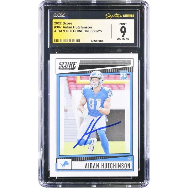 Aidan Hutchinson Signed 2022 Panini Score #307 Rookie Card | CGC 9