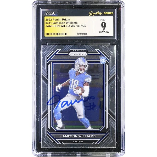 Jameson Williams Signed 2022 Panini Prizm #311 Rookie Card | CGC 9/10
