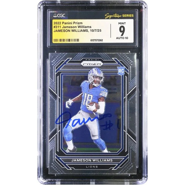 Jameson Williams Signed 2022 Panini Prizm #311 Rookie Card | CGC 9/10